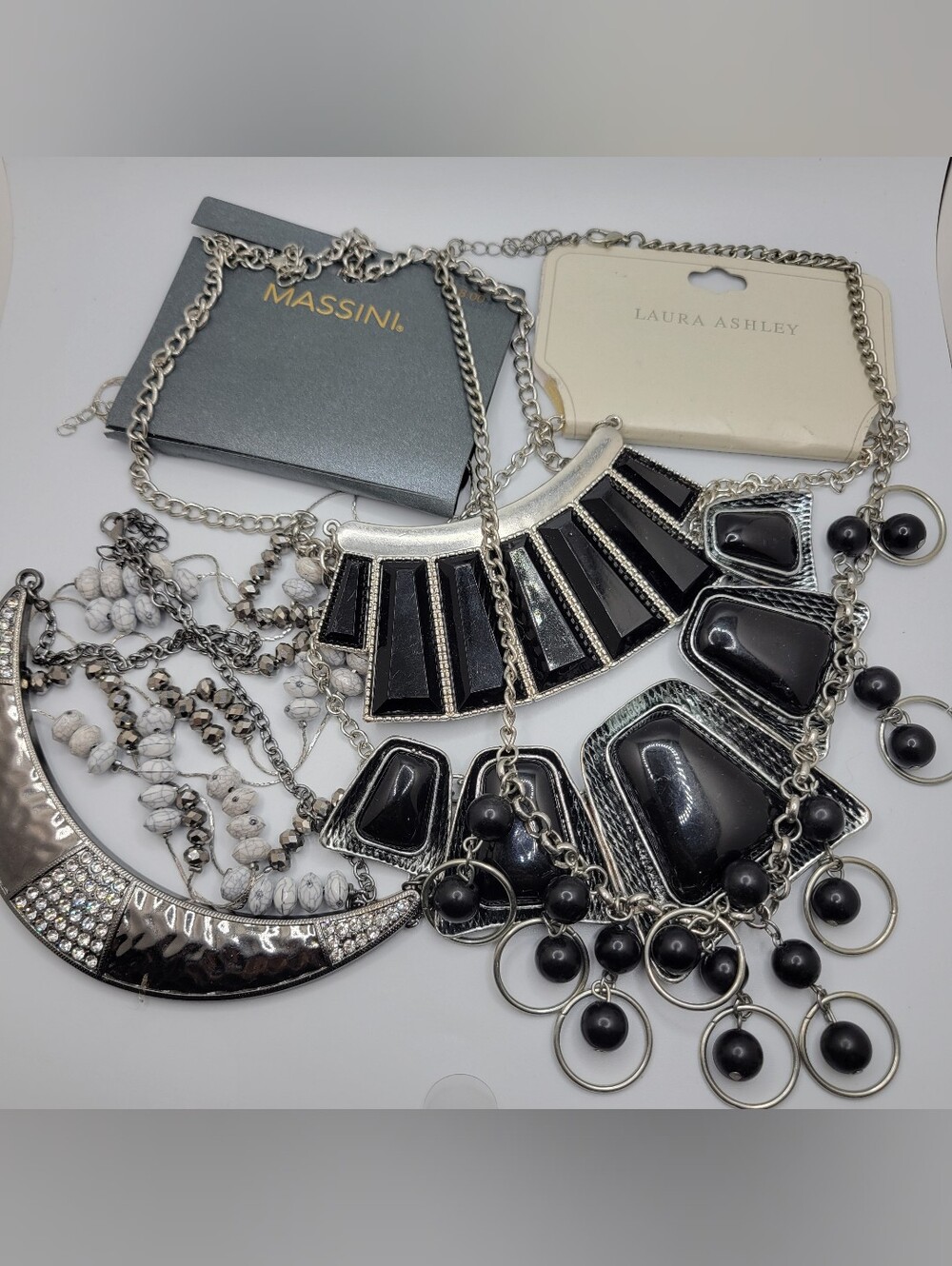 Laura Ashley Black Statement Necklaces Lot